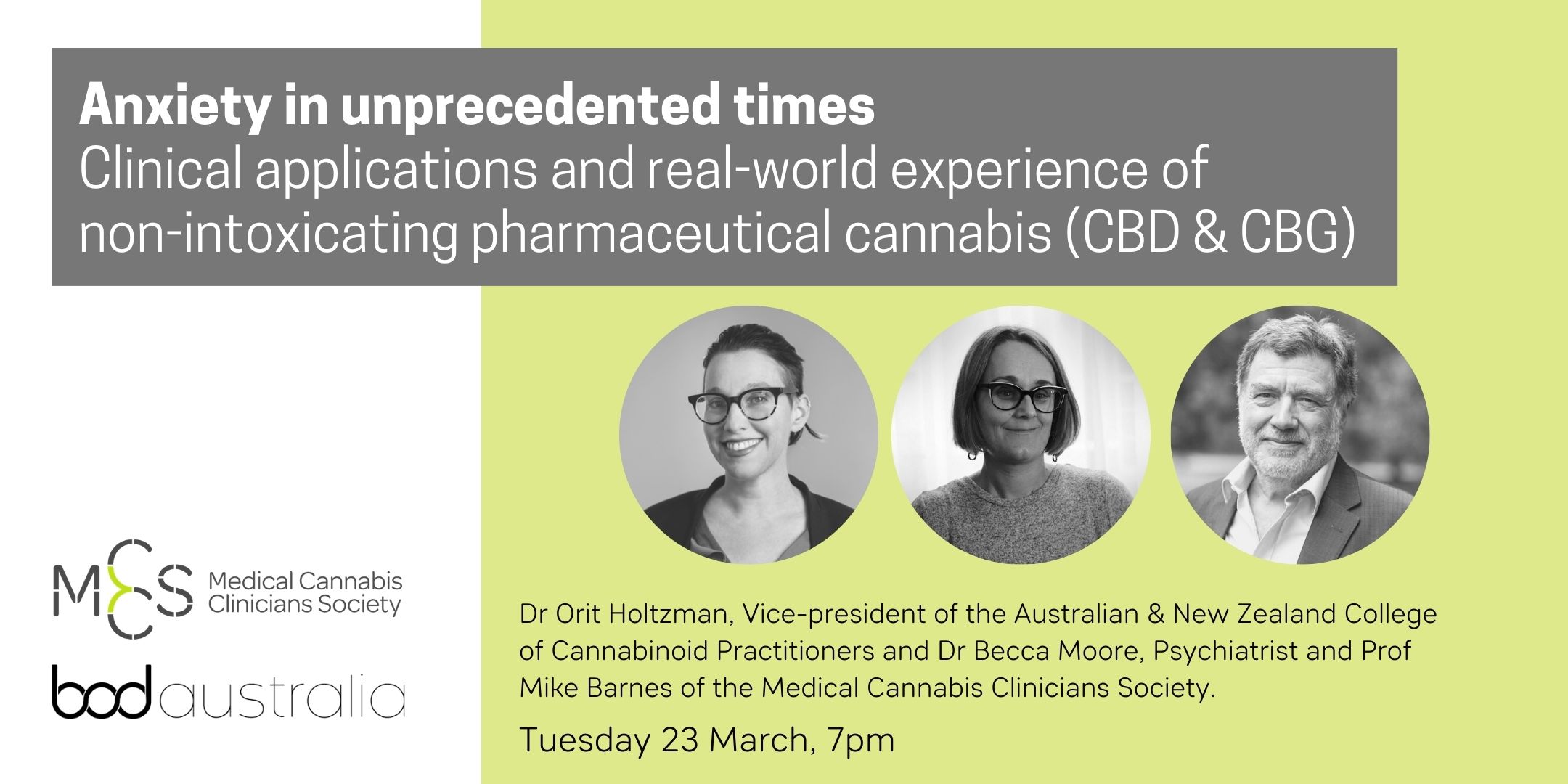 Webinar: Anxiety in unprecedented times – Clinical applications and real-world experience of non-intoxicating pharmaceutical cannabis (CBD & CBG)